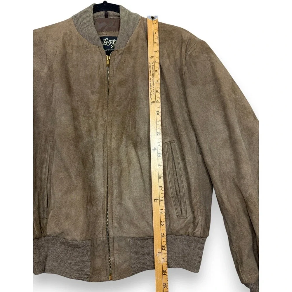 Sears Roebuck Bomber Jacket Mens 42 Tan The Leather Shop Suede Vintage 70s Talon
